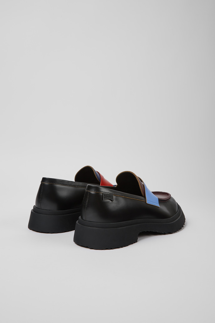 Back view of Twins Black leather loafers for men