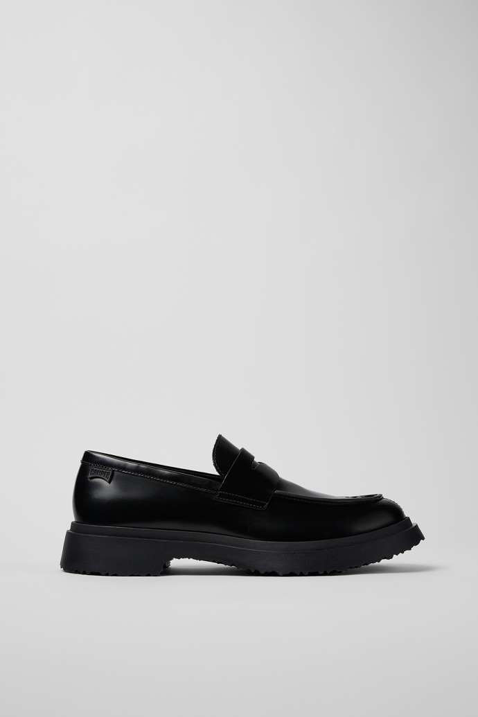 Image of Side view of Walden Black leather loafers for men