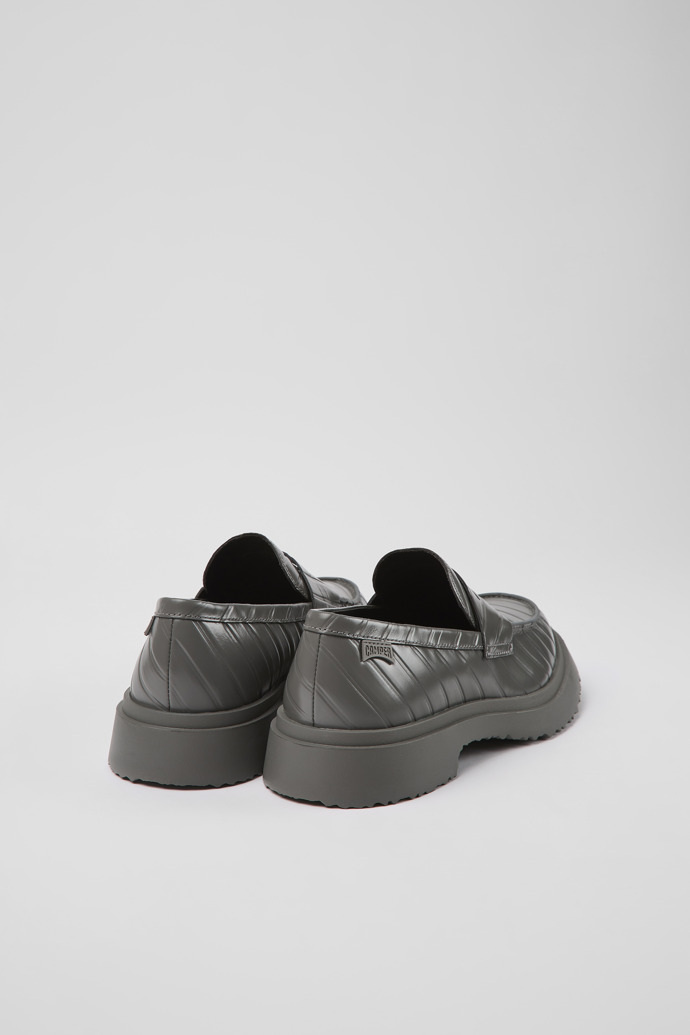 Back view of Twins Gray leather loafers for men