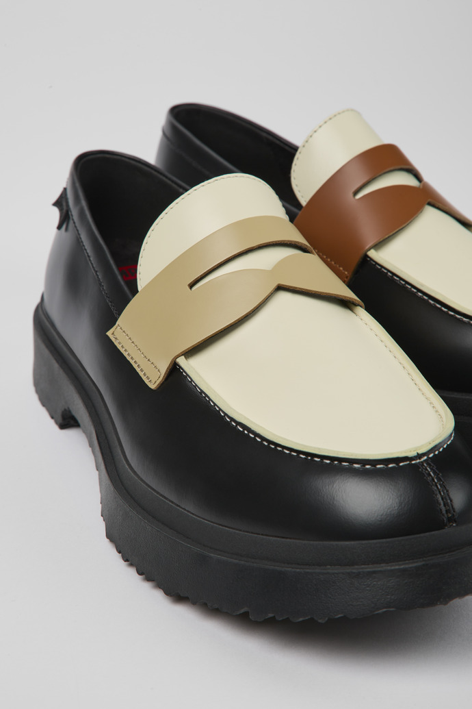 Close-up view of Twins Multicolored leather loafers for men
