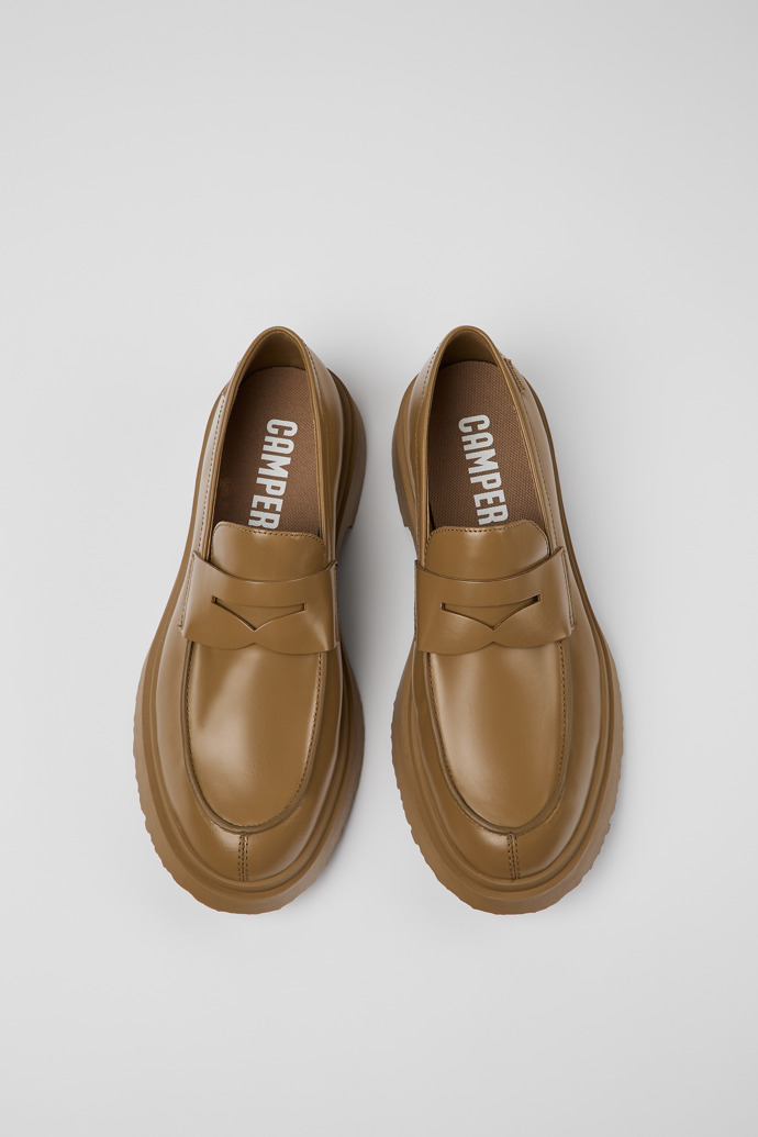 Overhead view of Walden Brown Leather Moccasin for Men