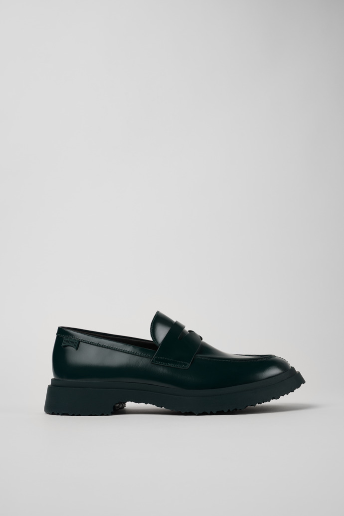 Side view of Walden Green leather loafers for men