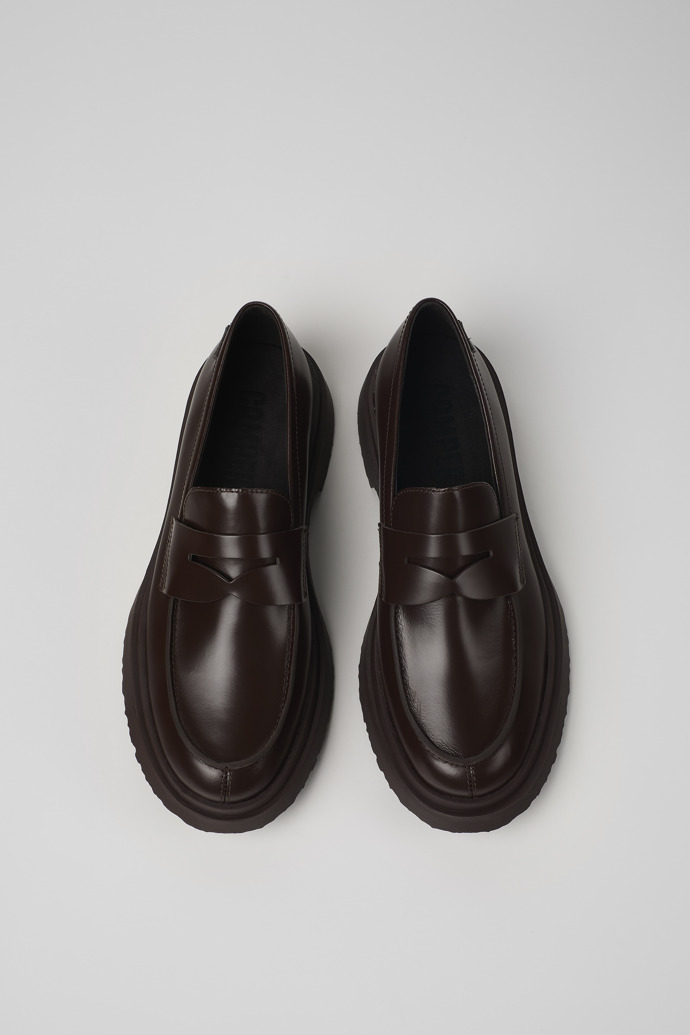 Overhead view of Walden Brown leather loafers for men