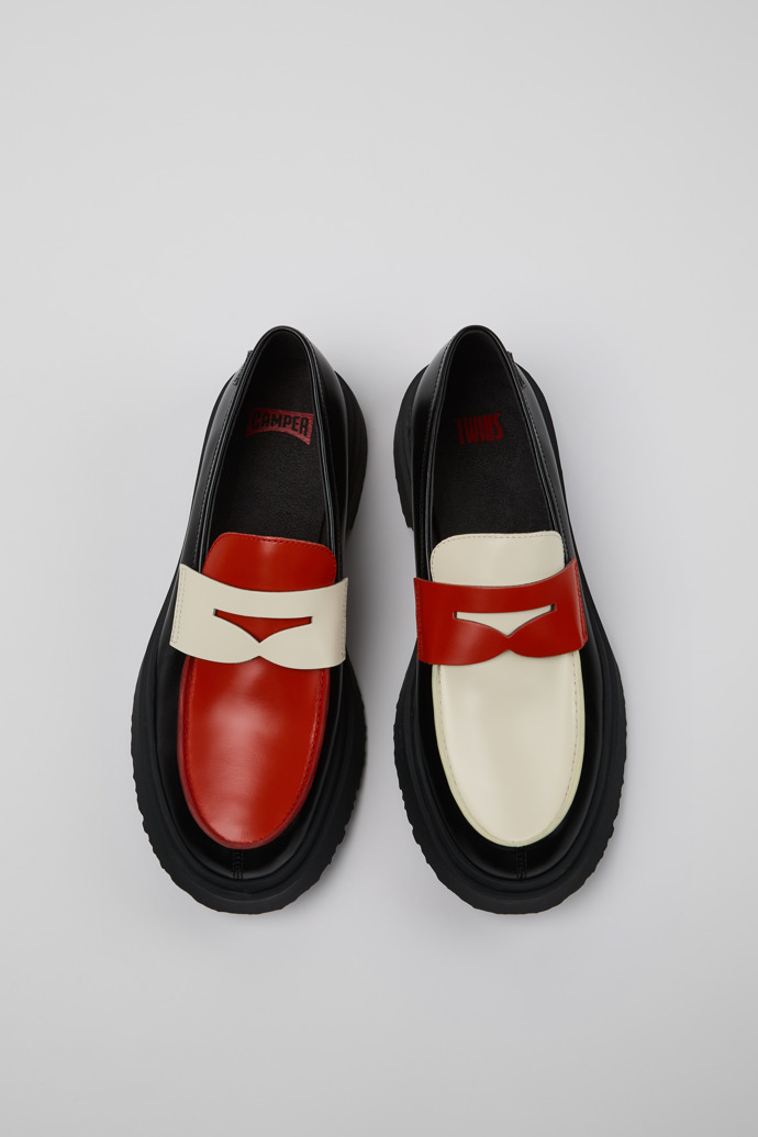 Overhead view of Twins Multicolor Leather Moccasin/Nautical Shoes for Men.