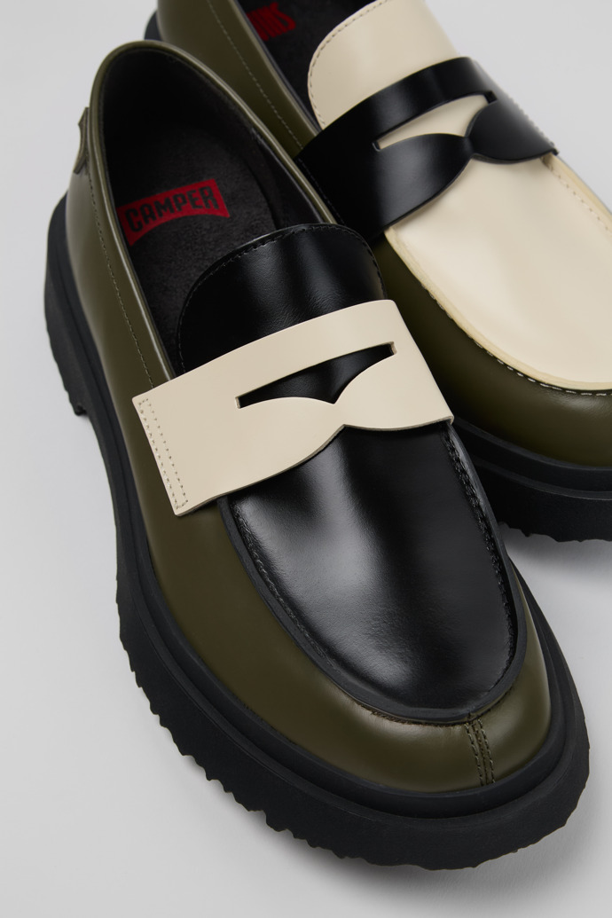 Close-up view of Twins Multicolor Leather Mocasin/Nautical for Men.