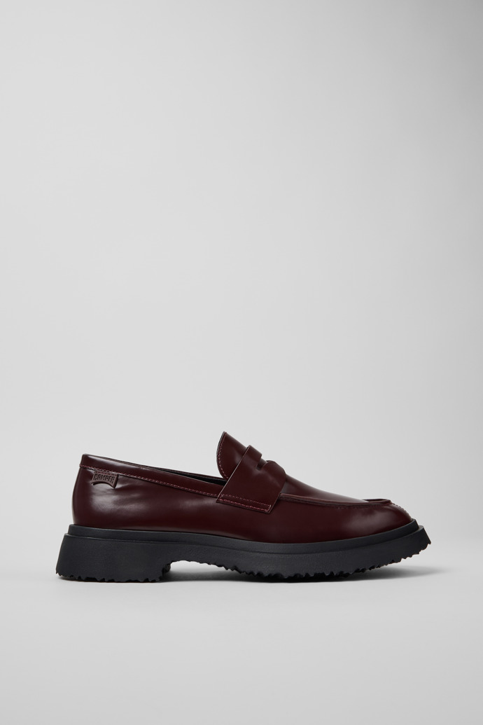 Side view of Walden Burgundy Leather Moccasins for Men.
