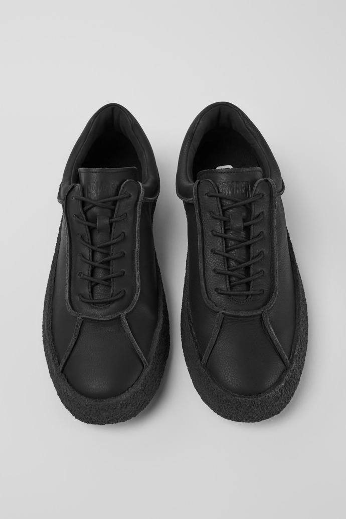 Overhead view of Bark Black leather shoes for men