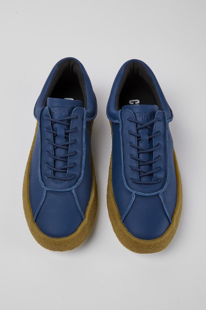 Overhead view of Bark Blue leather shoes for men