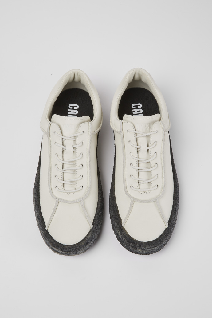 Overhead view of Bark White leather shoes for men