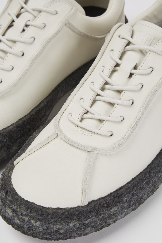 Close-up view of Bark White leather shoes for men