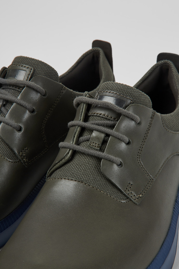 Close-up view of Bill Grey leather lace up shoes