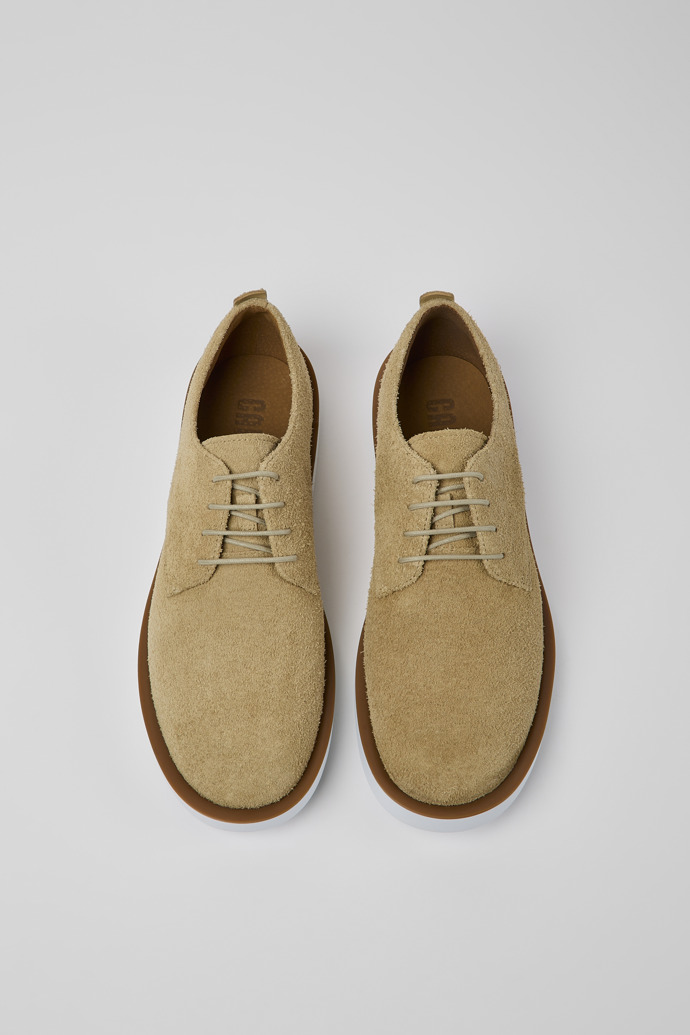 Overhead view of Wagon Beige nubuck shoes for men