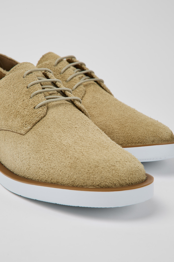 Close-up view of Wagon Beige nubuck shoes for men