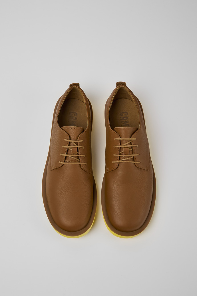 Overhead view of Wagon Brown leather men's shoes