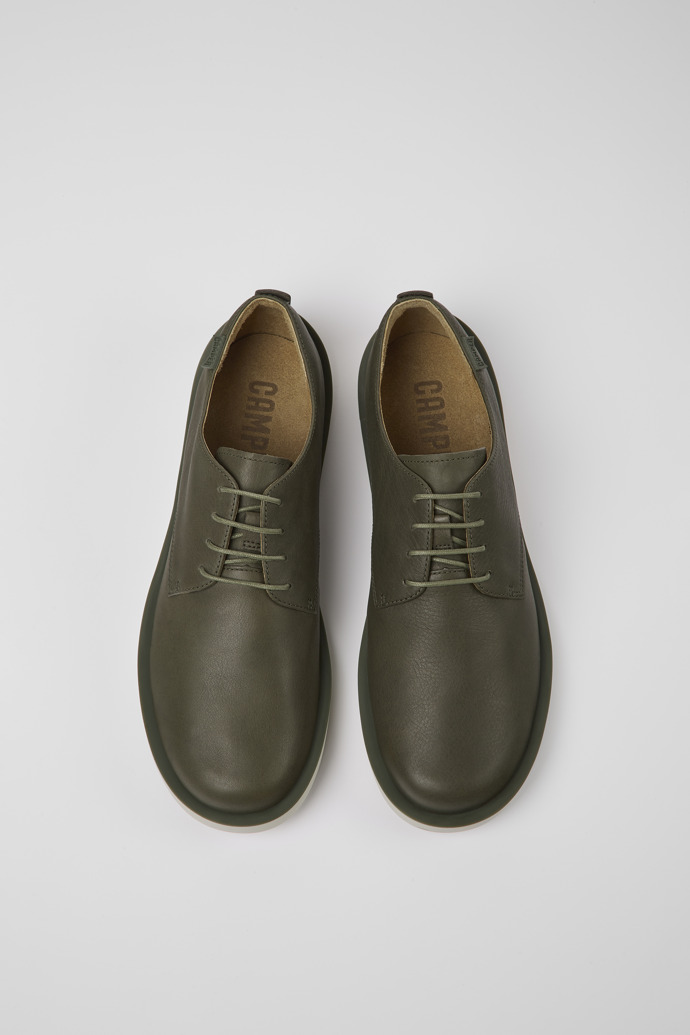Overhead view of Wagon Green leather shoes for men