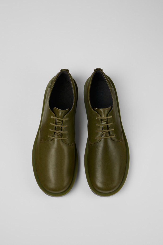 Overhead view of Wagon Green Leather Blucher for Men