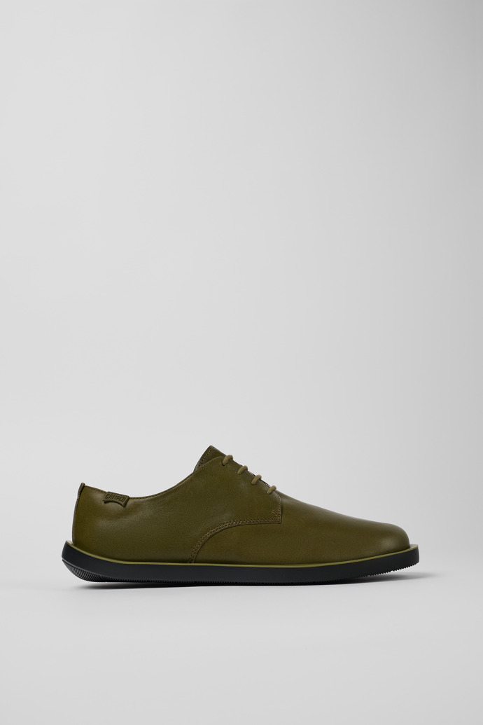 Side view of Wagon Green Leather Blucher for Men