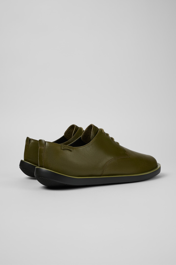 Back view of Wagon Green Leather Blucher for Men