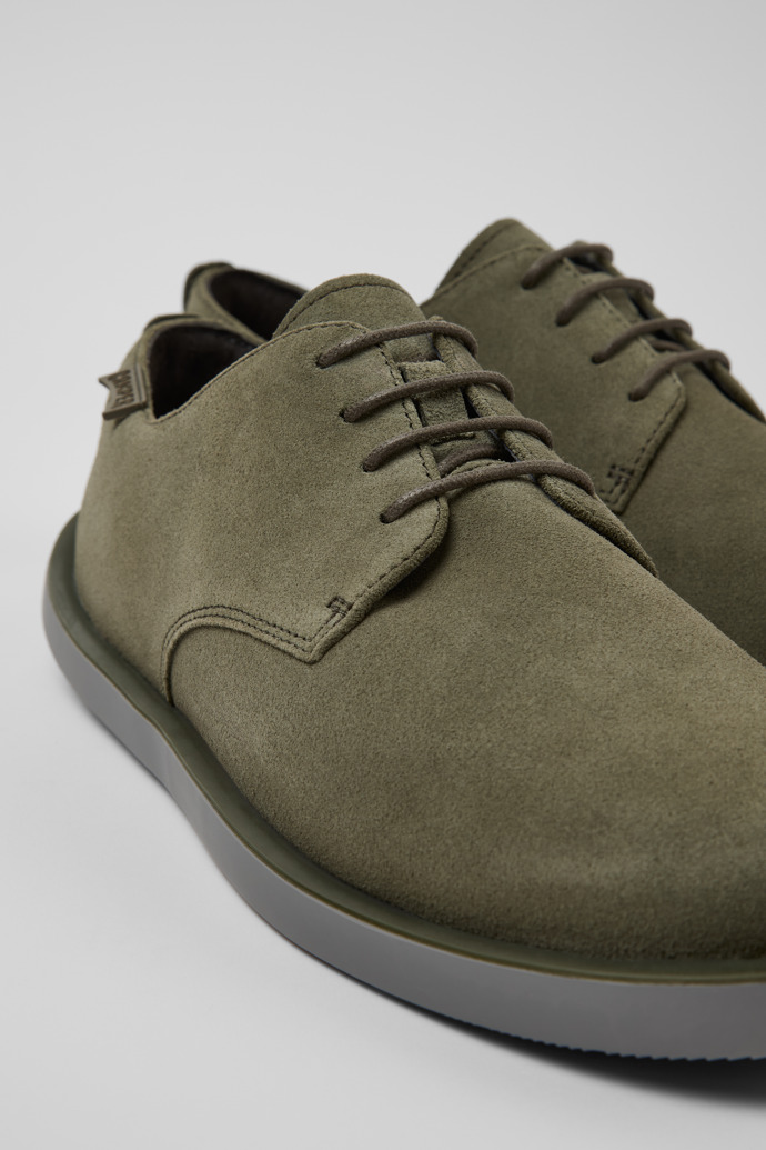 Close-up view of Wagon Green Nubuck Shoe for Men.