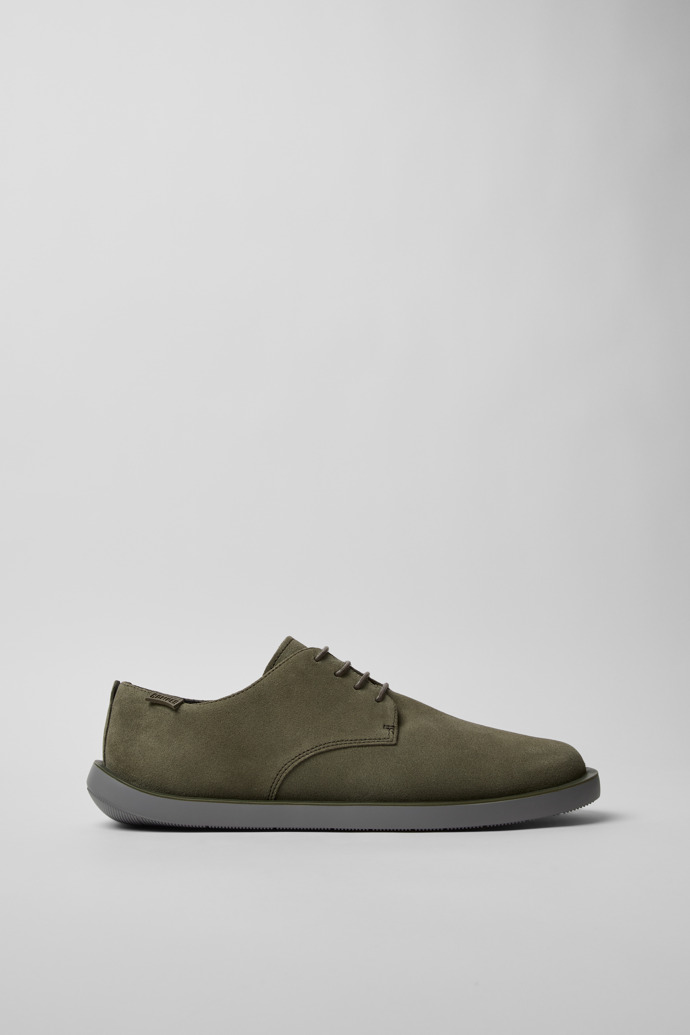 Side view of Wagon Green Nubuck Shoe for Men.