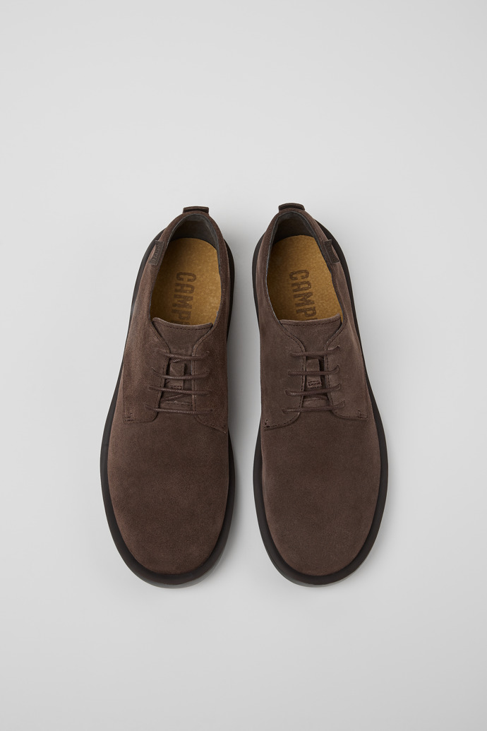 Overhead view of Wagon Brown Nubuck Shoes for Men.