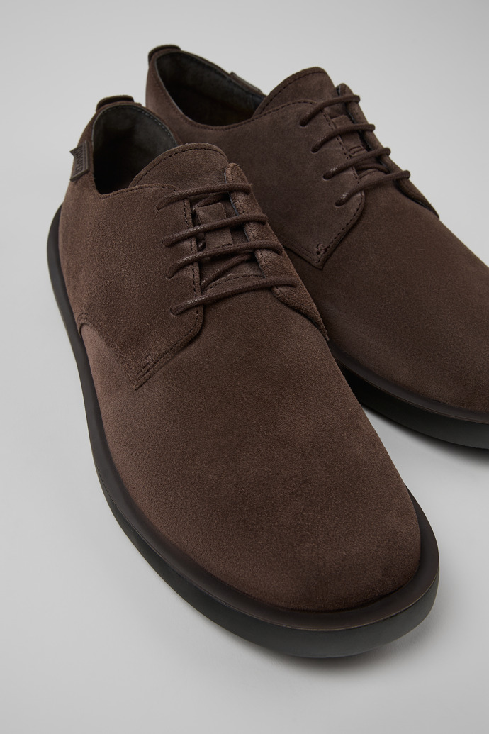 Close-up view of Wagon Brown Nubuck Shoes for Men.