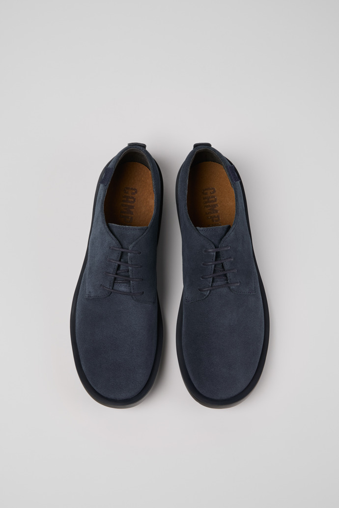 Overhead view of Wagon Blue Nubuck Men's Shoes.