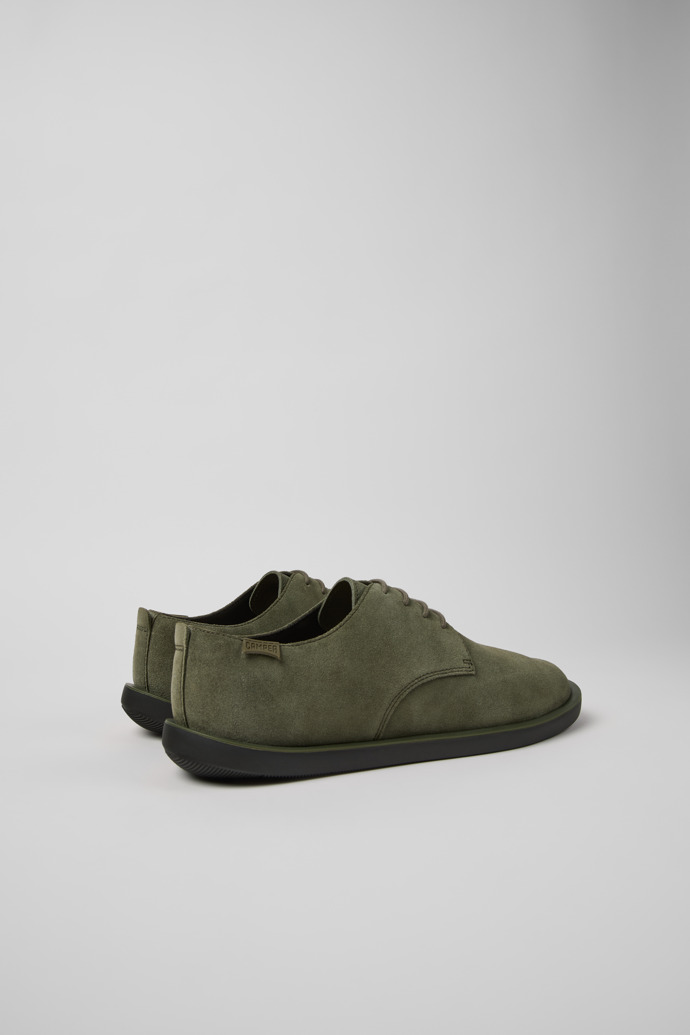 Back view of Wagon Green Suede Leather Shoes for Men.