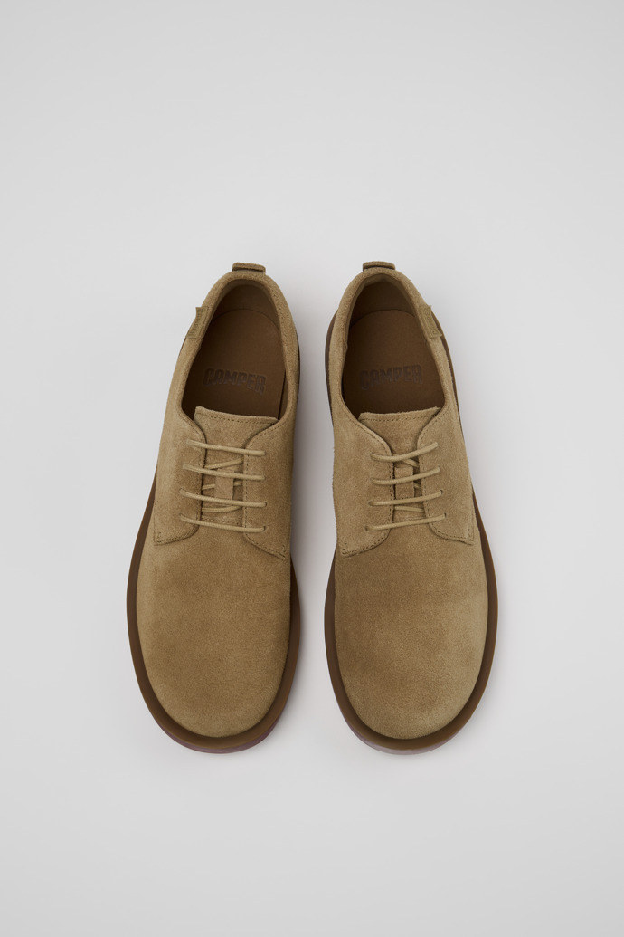 Overhead view of Wagon Brown Suede Leather Shoes for Men.