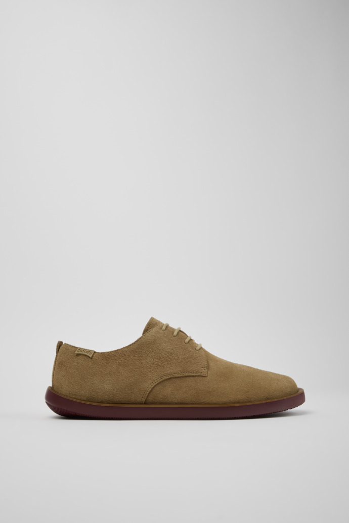 Side view of Wagon Brown Suede Leather Shoes for Men.