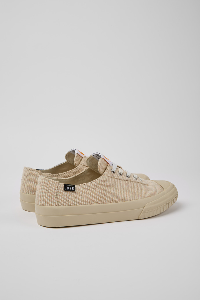 Back view of Camaleon Beige recycled hemp and cotton sneakers for men