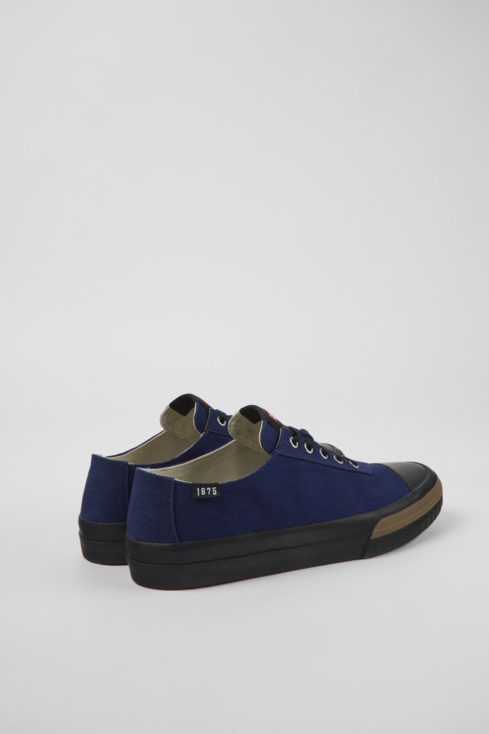 Back view of Camaleon Blue recycled cotton sneakers for men