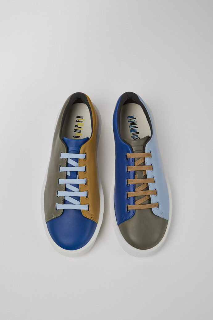 Overhead view of Twins Multicolored leather sneakers for men