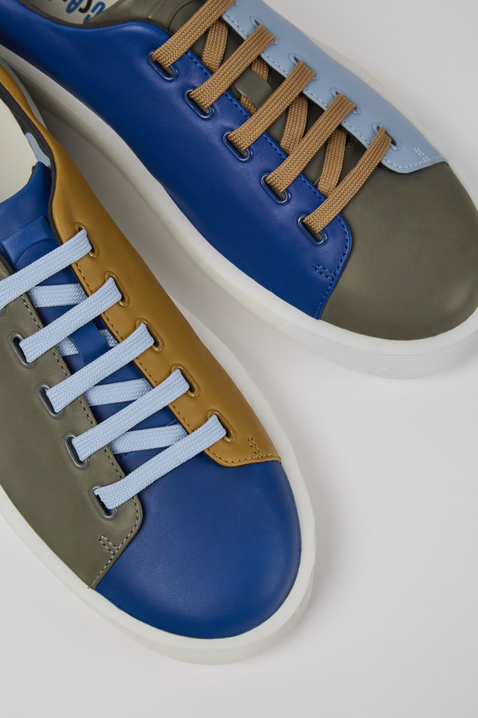 Close-up view of Twins Multicolored leather sneakers for men
