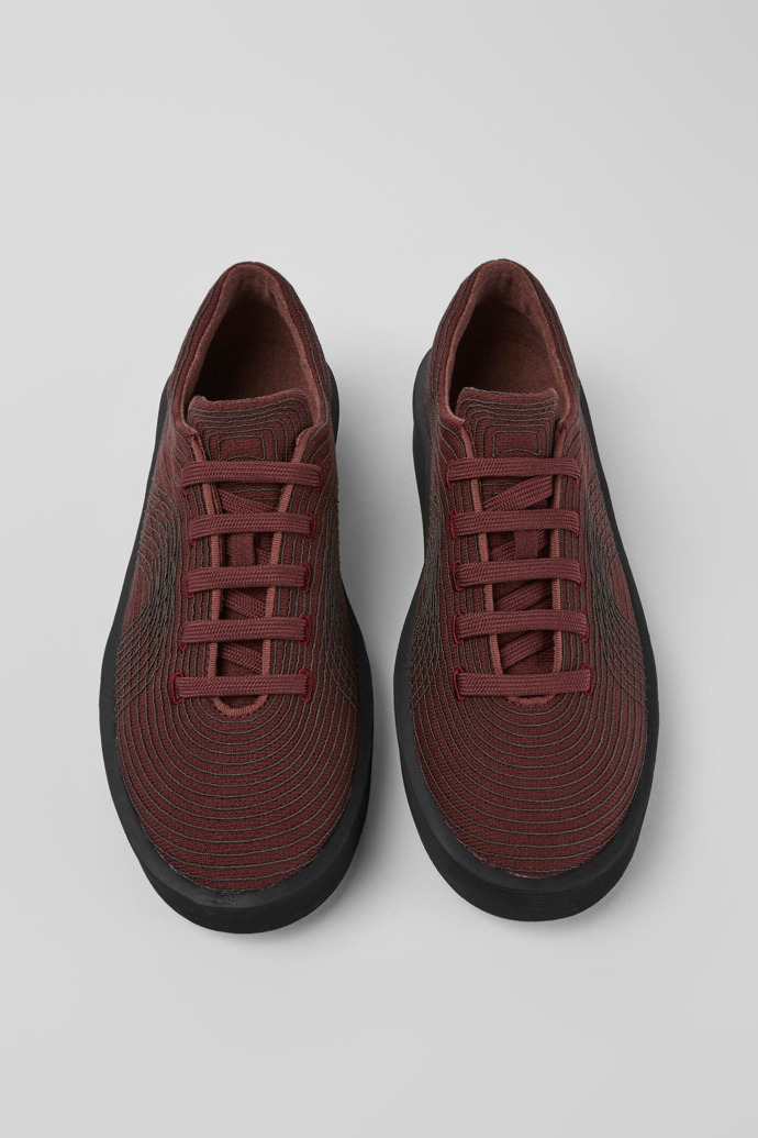 Overhead view of Courb Burgundy sneakers for men