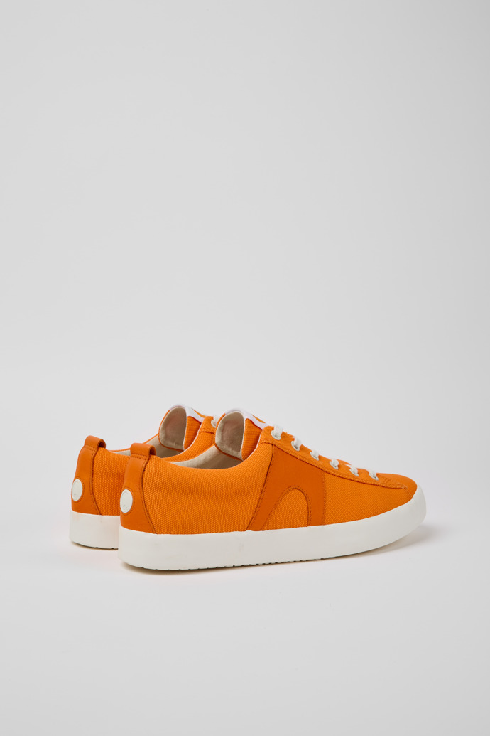 Back view of Imar Orange leather sneakers for men