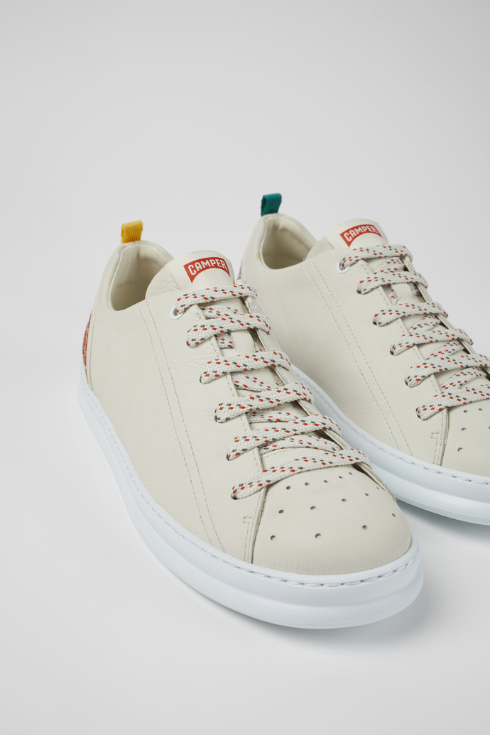 Close-up view of Twins White leather sneakers for men