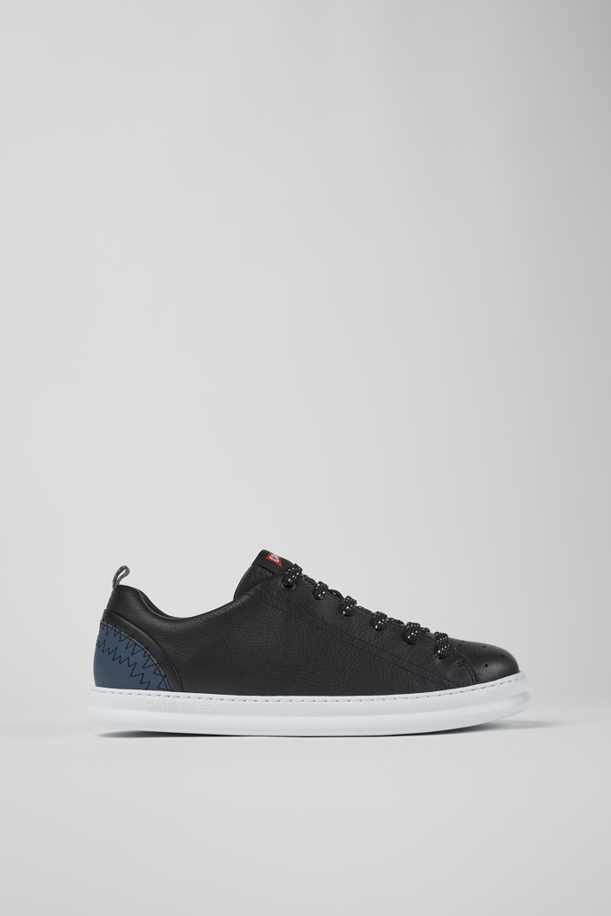Side view of Twins Black leather sneakers for men