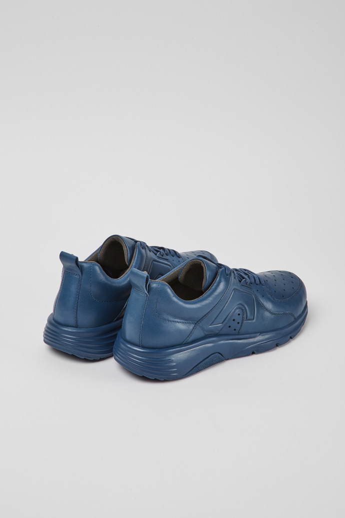 Back view of Drift Blue leather sneakers for men