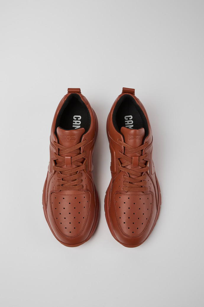 Overhead view of Drift Red leather sneakers for men