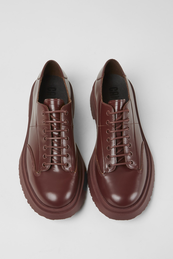 Overhead view of Walden Burgundy leather lace-up shoes