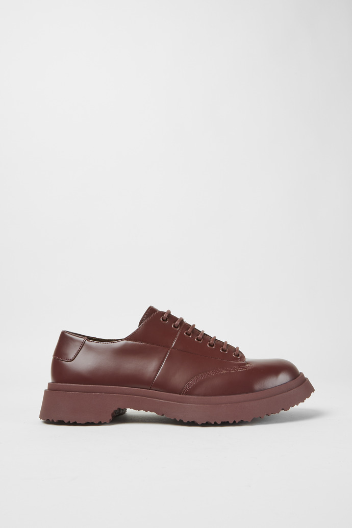 Side view of Walden Burgundy leather lace-up shoes