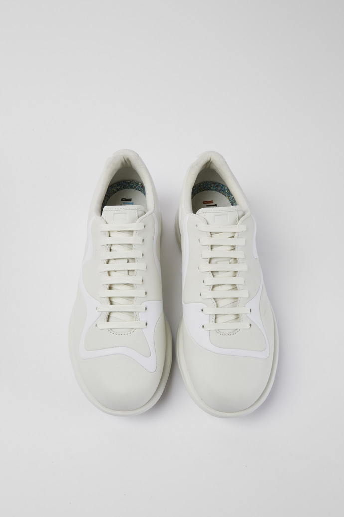 Twins Sneaker de pell de color crema i blanc amb cordons