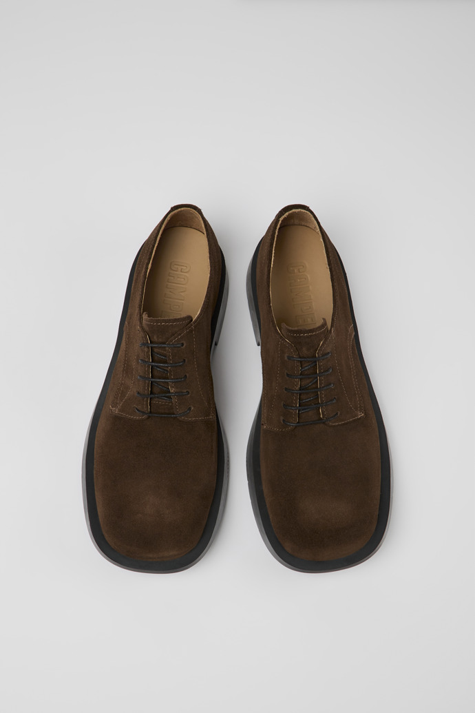 Overhead view of MIL 1978 Brown nubuck shoes for men