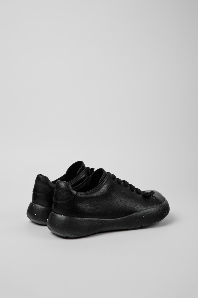 Back view of Peu Stadium Black leather sneakers for men