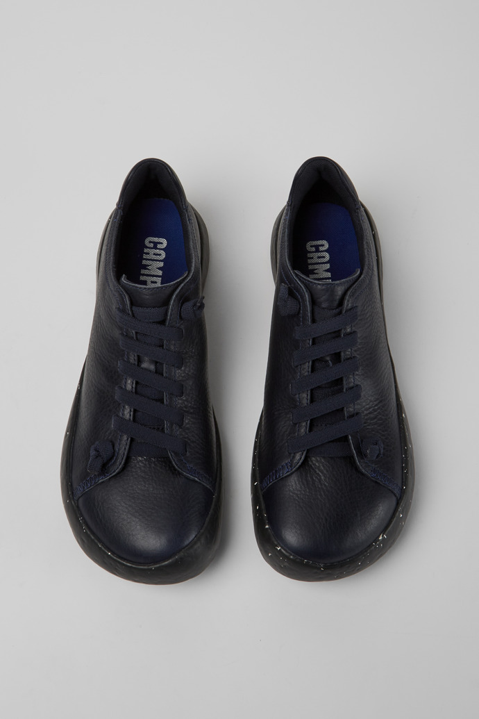 Overhead view of Peu Stadium Blue leather sneakers for men