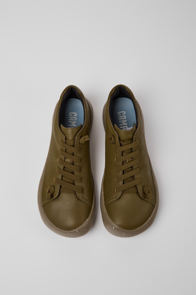 Overhead view of Peu Stadium Green leather sneakers for men