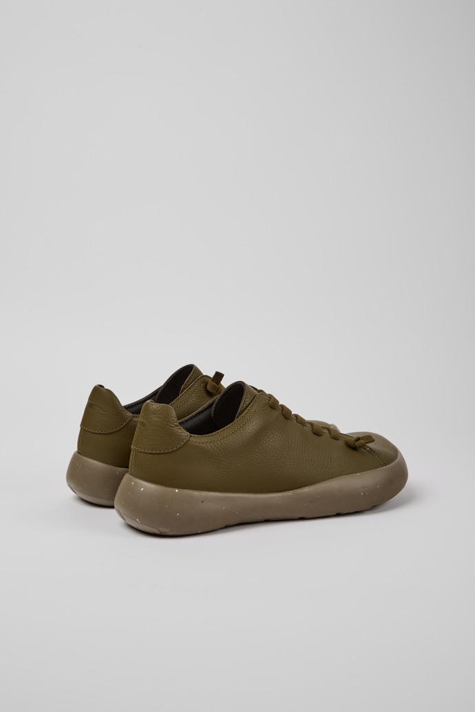 Back view of Peu Stadium Green leather sneakers for men