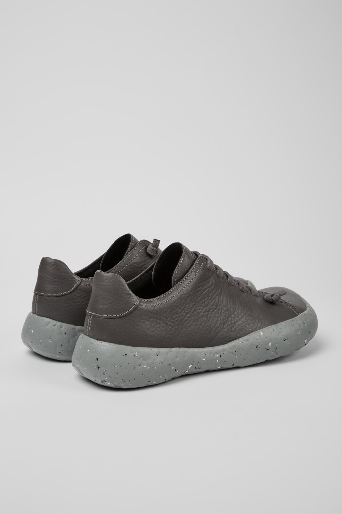 Back view of Peu Stadium Gray responsibly raised leather sneakers for men
