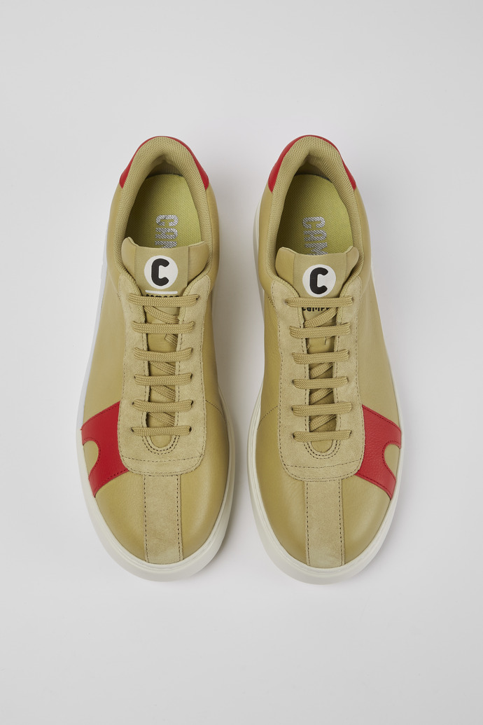 Overhead view of Runner K21 Beige suede and leather sneakers